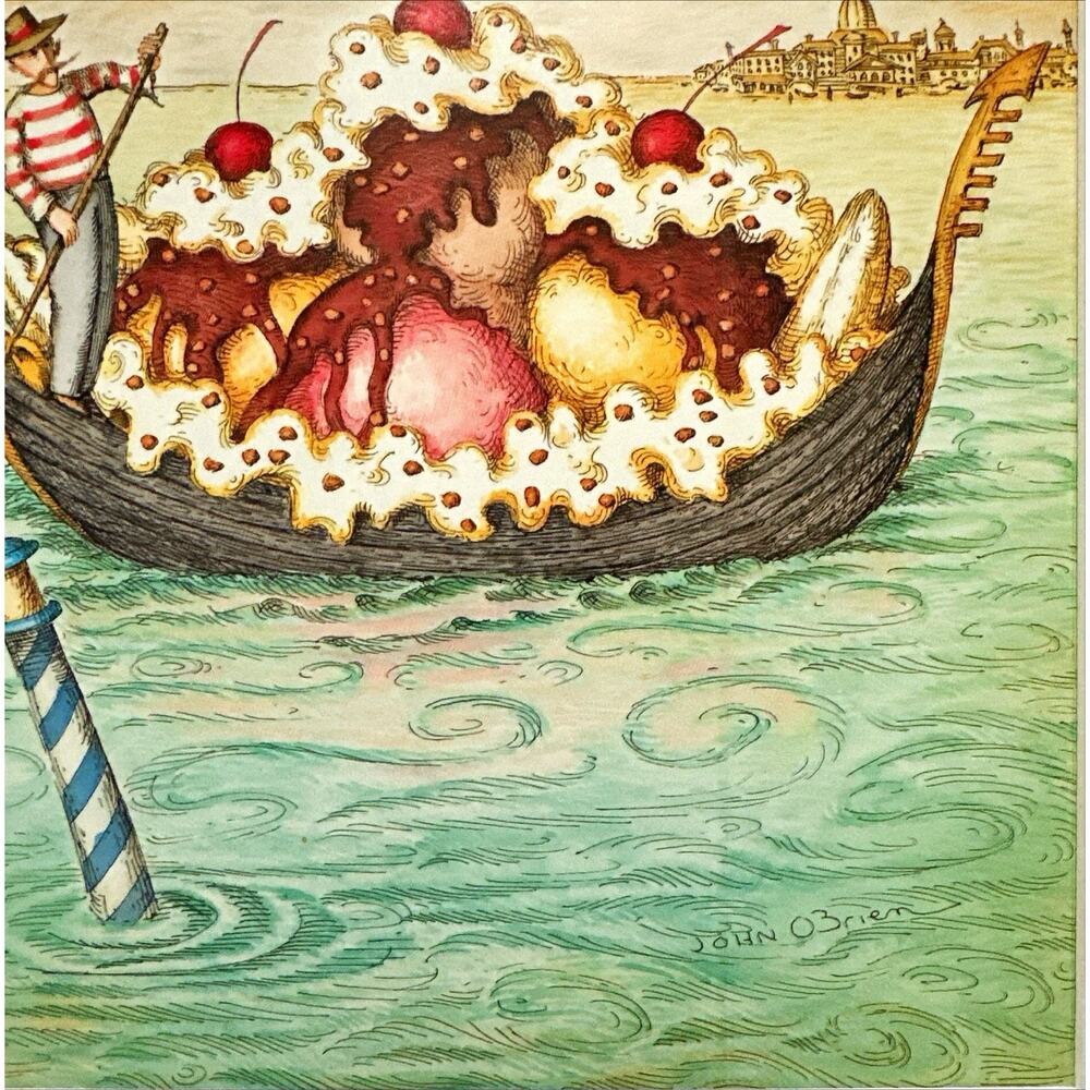 Framed 1990 New Yorker Magazine Cover July 16 O'Brien Sundae Ice Cream Float - Picture 2 of 3